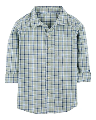 Kid Plaid Button-Front Shirt