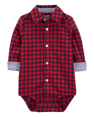 Baby Plaid Button-Front Bodysuit