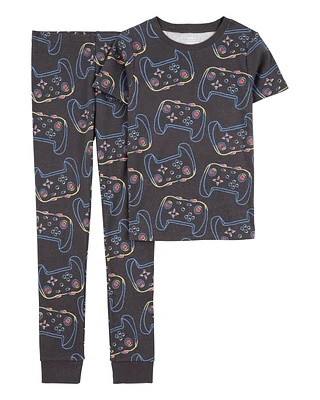 Kid 2-Piece Video Game 100% Snug Fit Cotton Pajamas - Black