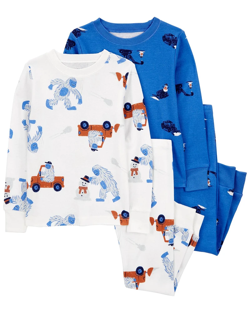 Baby 4-Piece Big Foot 100% Snug Fit Cotton Pajamas