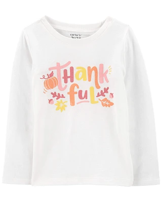 Toddler Thankful Thanksgiving Long-Sleeve Graphic Tee