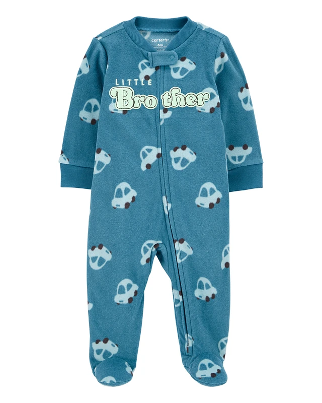 Baby Little Brother Fleece Zip-Up Footie Sleep & Play Pajamas