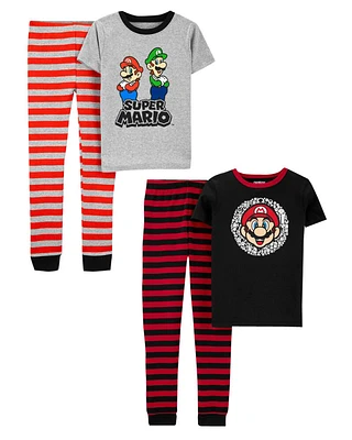 Kid 4-Piece Snug-Fit Super Mario Pajamas Set