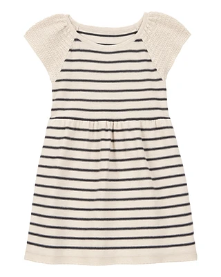 Toddler Striped Sweater Dress-Cream