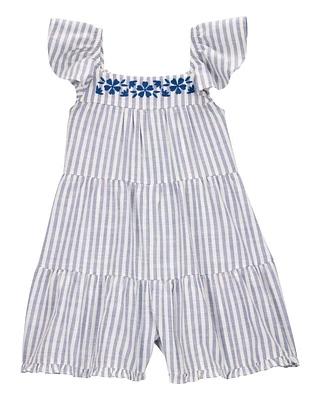 Baby Striped Flutter-Sleeve Romper