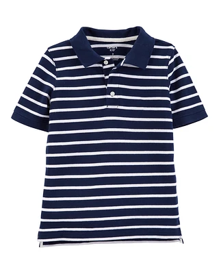 Kid Navy Striped Piqué Polo Shirt