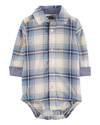 Baby Plaid Button-Front Bodysuit