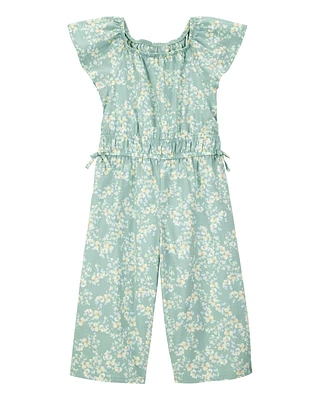 Toddler Floral Short-Sleeve Jumpsuit - Green