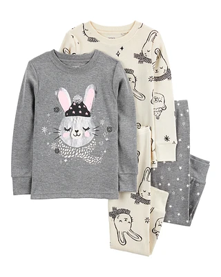 Toddler 4-Piece Bunny Cotton Blend Pajamas