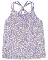 Kid Floral Print Criss-Cross Tank