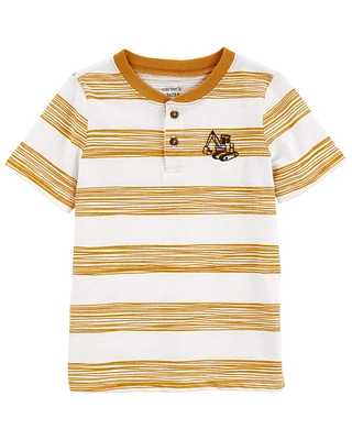 Toddler Construction Striped Henley Tee