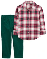 Toddler 2-Piece Plaid Button-Down & Pull-On Corduroy Pant Set