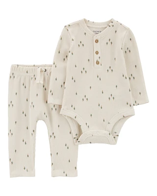 Baby 2-Piece Tree Print Thermal Bodysuit Pant Set