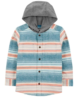 Kid Baja Stripe Button-Front Shacket