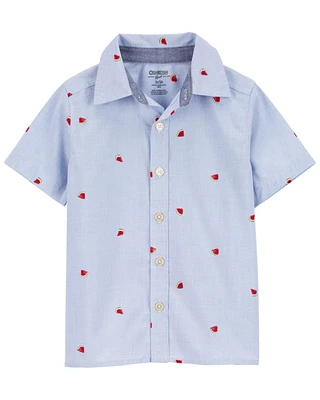 Toddler Watermelon Print Button-Front Shirt