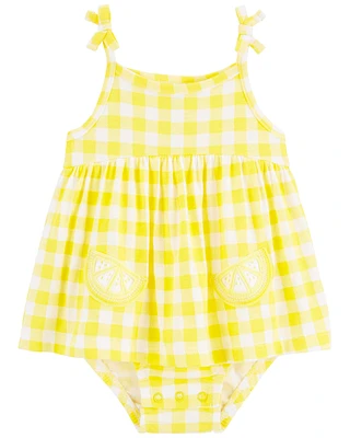 Baby Lemon Gingham Sunsuit