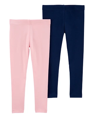 Baby 2-Pack Light Pink & Navy Leggings Set