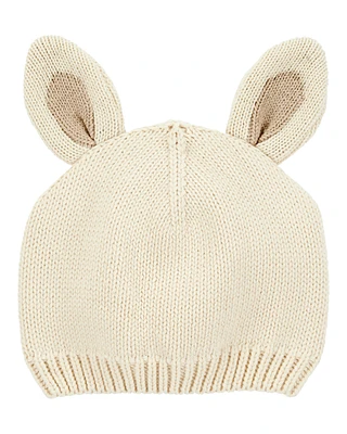 Baby Crochet Easter Bunny Cap - White