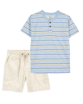 Kid 2-Piece Henley & Shorts Outfit Set
