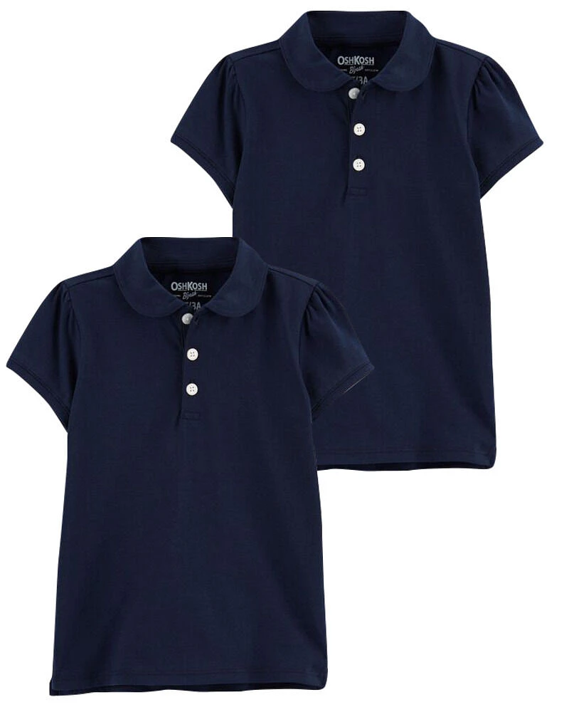 Toddler 2-Pack Navy Polo Uniform Shirt Set