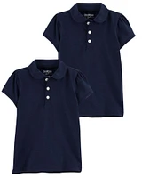 Toddler 2-Pack Navy Polo Uniform Shirt Set