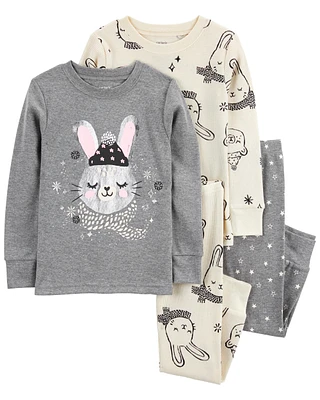 Toddler 4-Piece Bunny Cotton Blend Pajamas