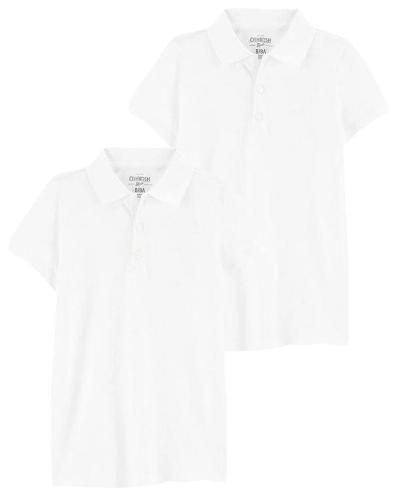 Kid 2-Pack White Polo Uniform Shirt Set