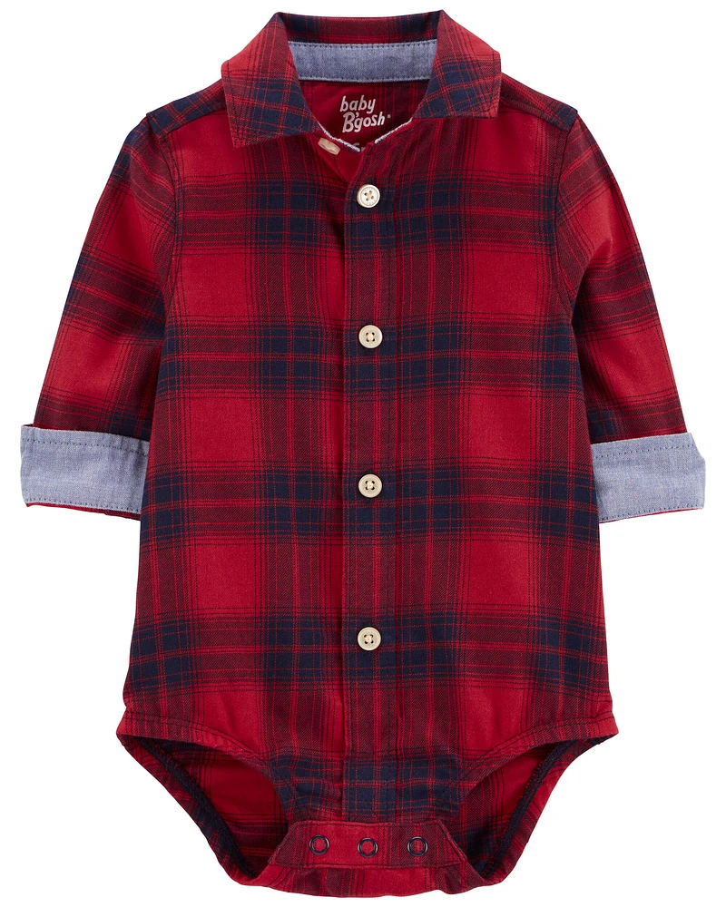 Baby Plaid Button-Front Bodysuit