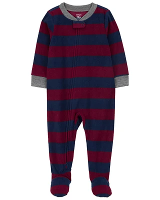 Toddler 1-Piece Striped Fleece Footie Pajamas