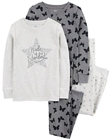 Kid 4-Piece Butterfly Cotton Blend Pajamas