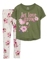 Kid 2-Piece Floral Graphic Tee & Leggings Set