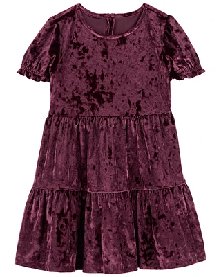 Toddler Velour Puff Sleeve Dress