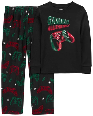 Kid 2-Piece Gamer Fleece & Cotton Pajamas