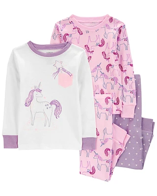 Baby 4-Piece Unicorn 100% Snug Fit Cotton Pajamas