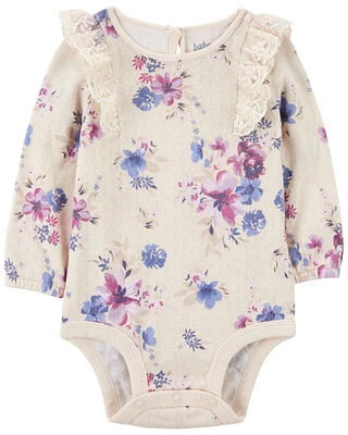 Baby Flutter Sleeves Long-Sleeve Bodysuit - Floral