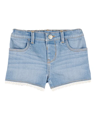 Toddler Eyelet Hem Iconic Denim Short - Ozone Wash