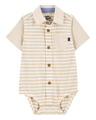 Baby Striped Button-Front Bodysuit