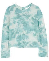 Kid Tie Dye Knit Long-Sleeve Fashion Top - Blue