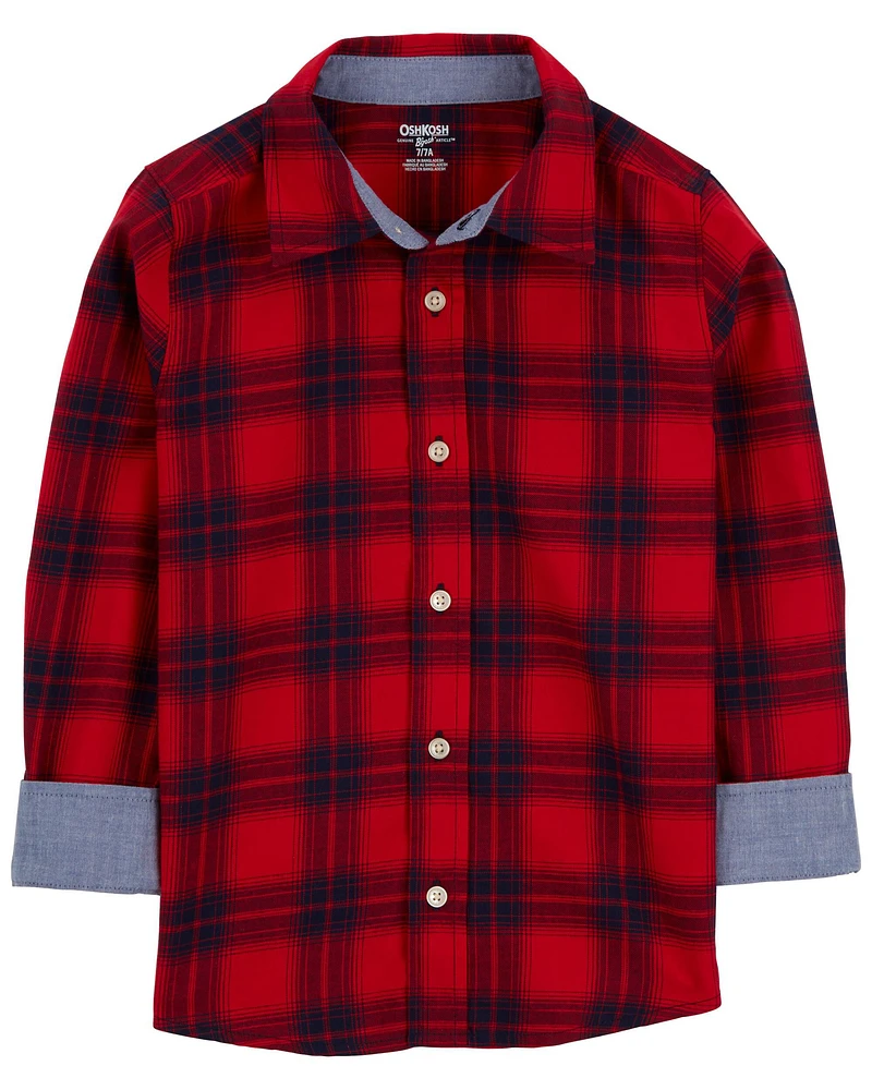 Kid Plaid Button-Front Shirt