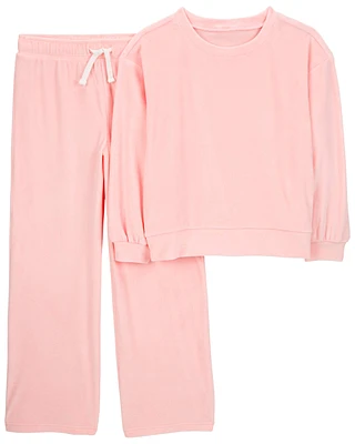 Kid 2-Piece Velour Sweater & Pant Set