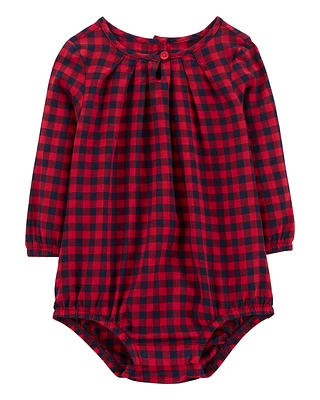 Baby Long-Sleeve Plaid Bodysuit