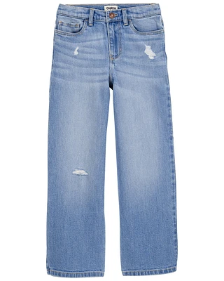 Kid Iconic Denim Wide-Leg Jeans: Rip & Repair Remix