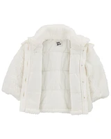 Baby Crochet Sherpa Jacket - Cream