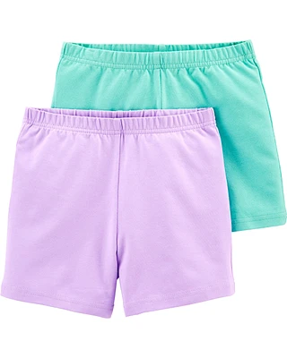 Kid 2-Pack Mint/Purple Bike Shorts