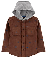 Toddler Mountain Print Corduroy Button-Front Shacket