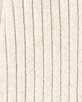 Baby Ribbed Sweater Knit Button-Front Jumpsuit - Cream