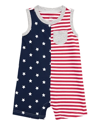 Baby American Flag Cotton Romper