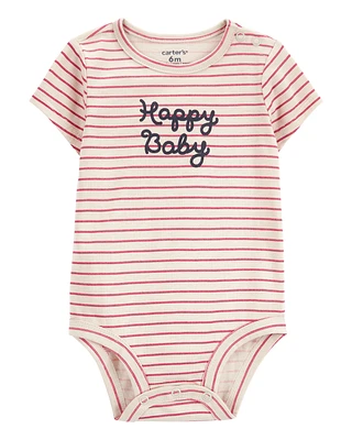 Baby Happy Striped Short-Sleeve Bodysuit