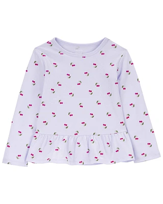 Toddler Cherry Print Peplum Top