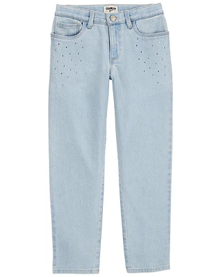 Kid Iconic Denim Girlfriend Jeans: Rhinestone Remix